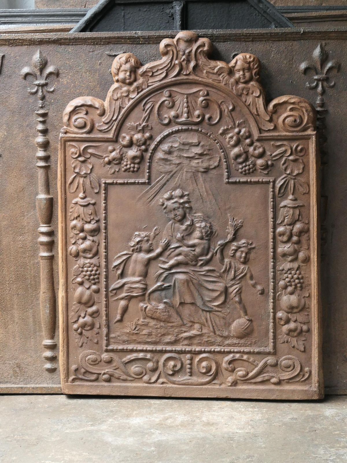 Antique French 'Caritas' Fireback / Backsplash, 19th Century photo furniture
