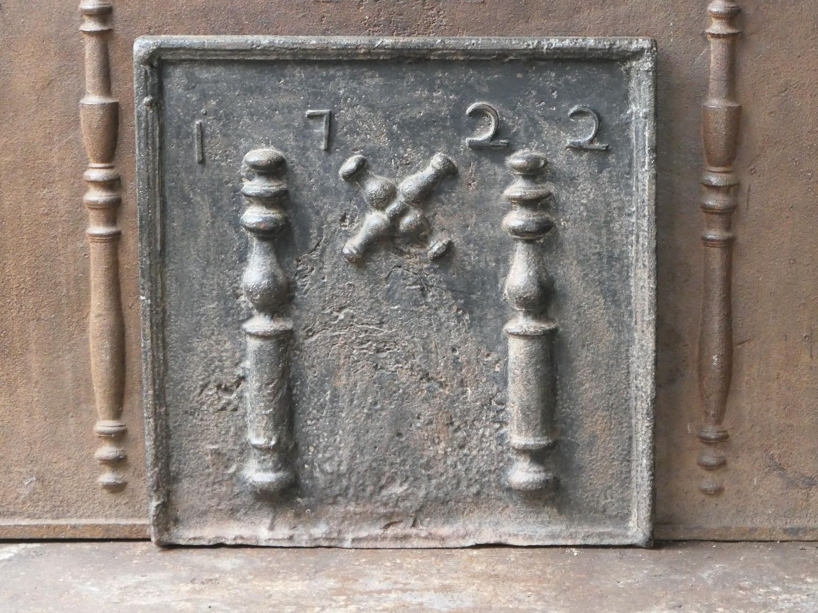 18th C. Louis XIV 'Pillars With Saint Andrew's Cross' Fireback / Backsplash photo Home Fixtures