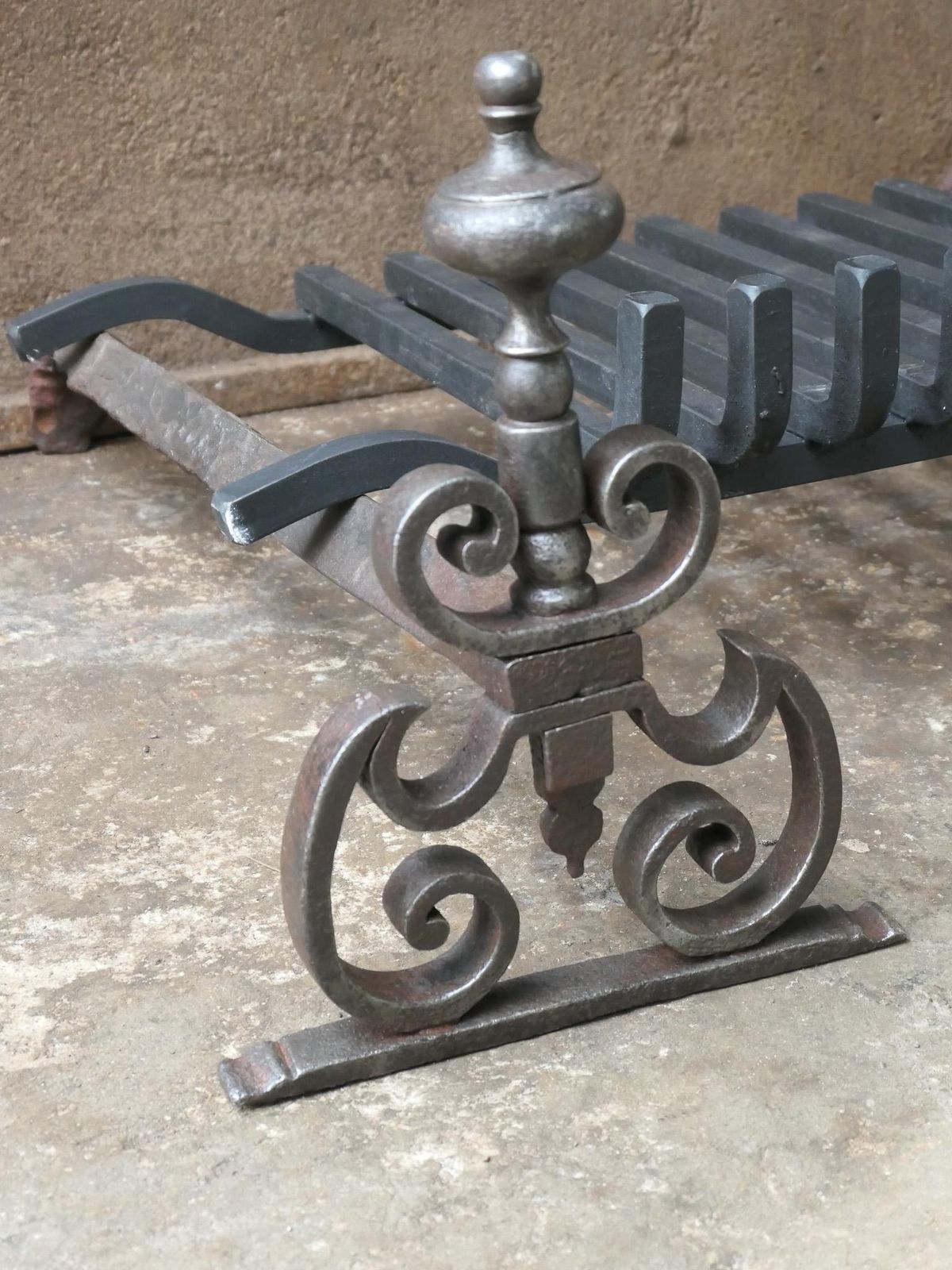 French Louis XV Period Fireplace Grate Or Fire Basket, 18th Century photo vintage
