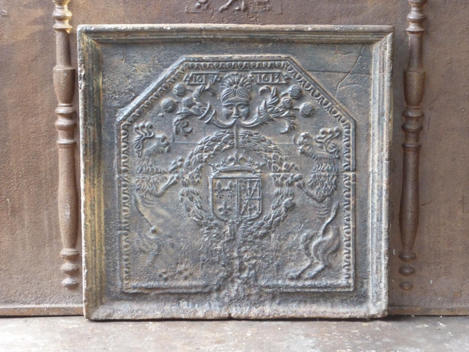 Antique French 'Arms Of France And Navarre' Fireback / Backsplash, 17th Century photo for sale