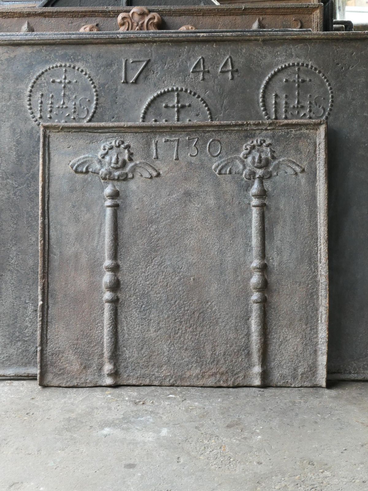 photo buy French Louis XV Fireback / Backsplash With Pillars Of Hercules, 18th Century