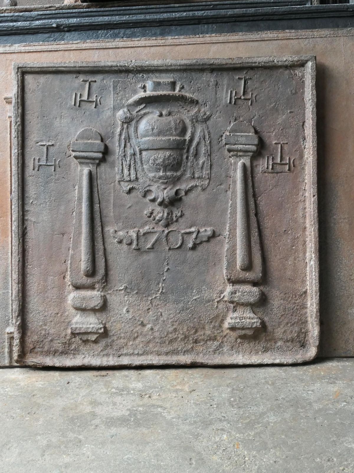 18th Century French 'Pillars With Ihs Monograms' Fireback / Backsplash photo furniture