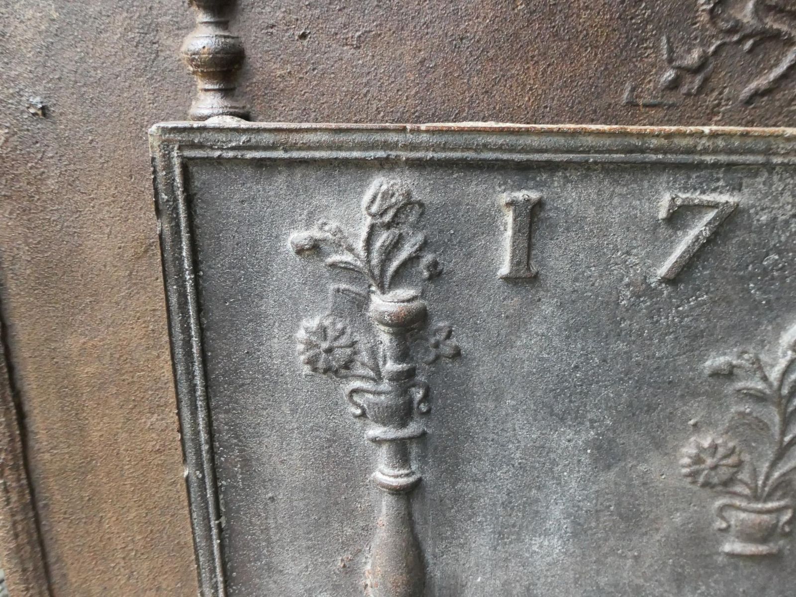 photo for sale Antique French Louis XV Period 'Flower Baskets' Fireback / Backsplash, 18th C.
