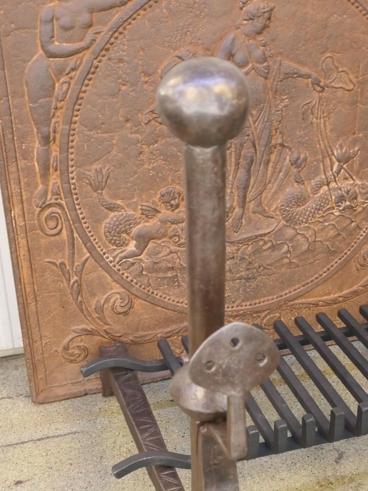 Large French Louis XIII Period Fireplace Grate Or Fire Basket, 17th Century photo vintage