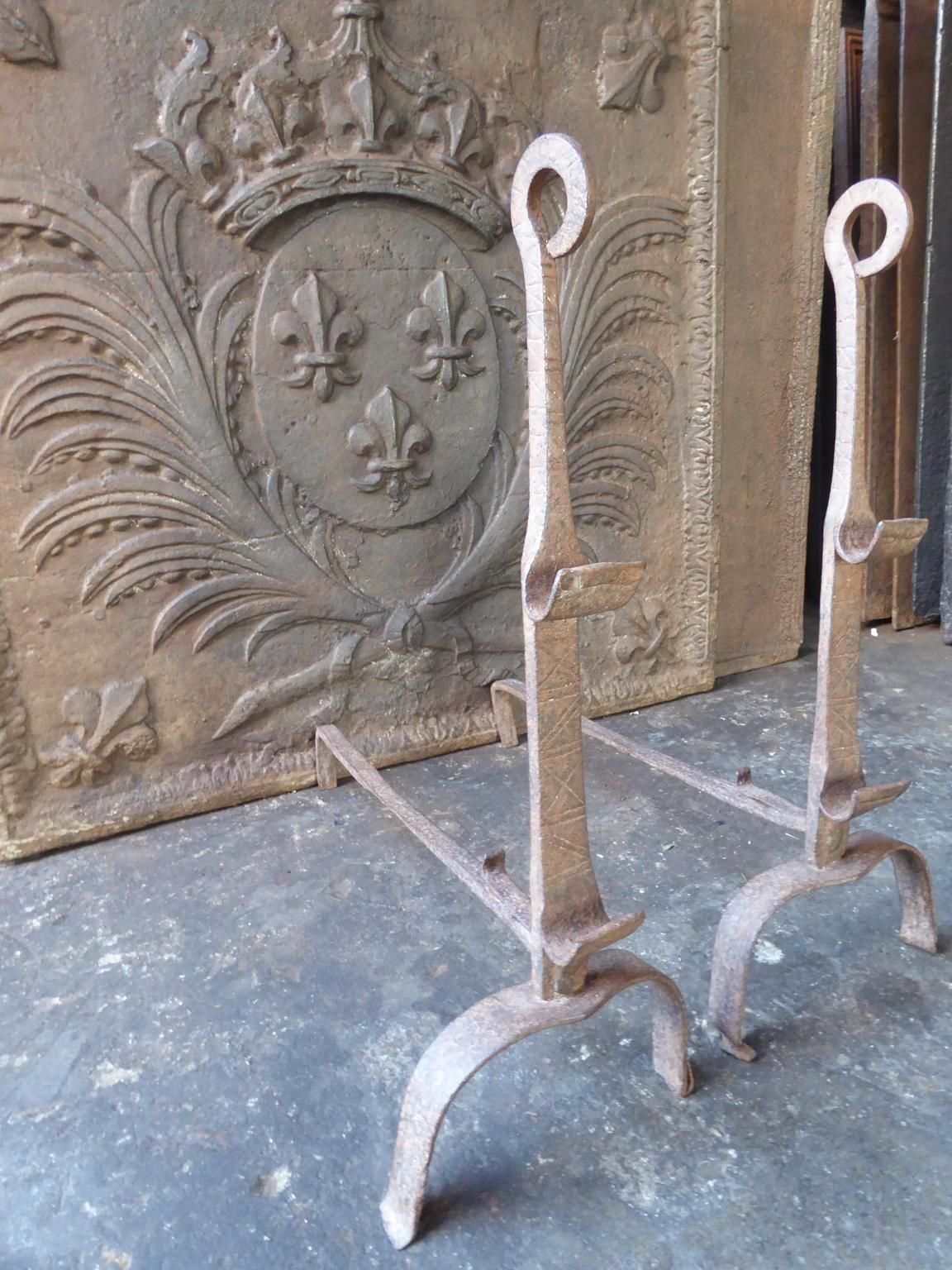 Antique French Andirons Or Firedogs, 18th Century photo 252.0