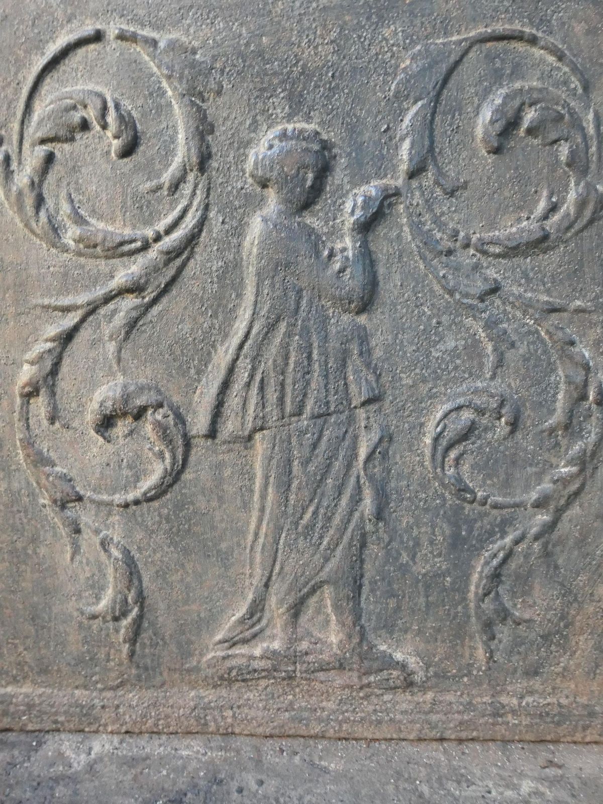 French Neoclassical Period 'Lady' Fireback / Backsplash, 19th Century photo vintage