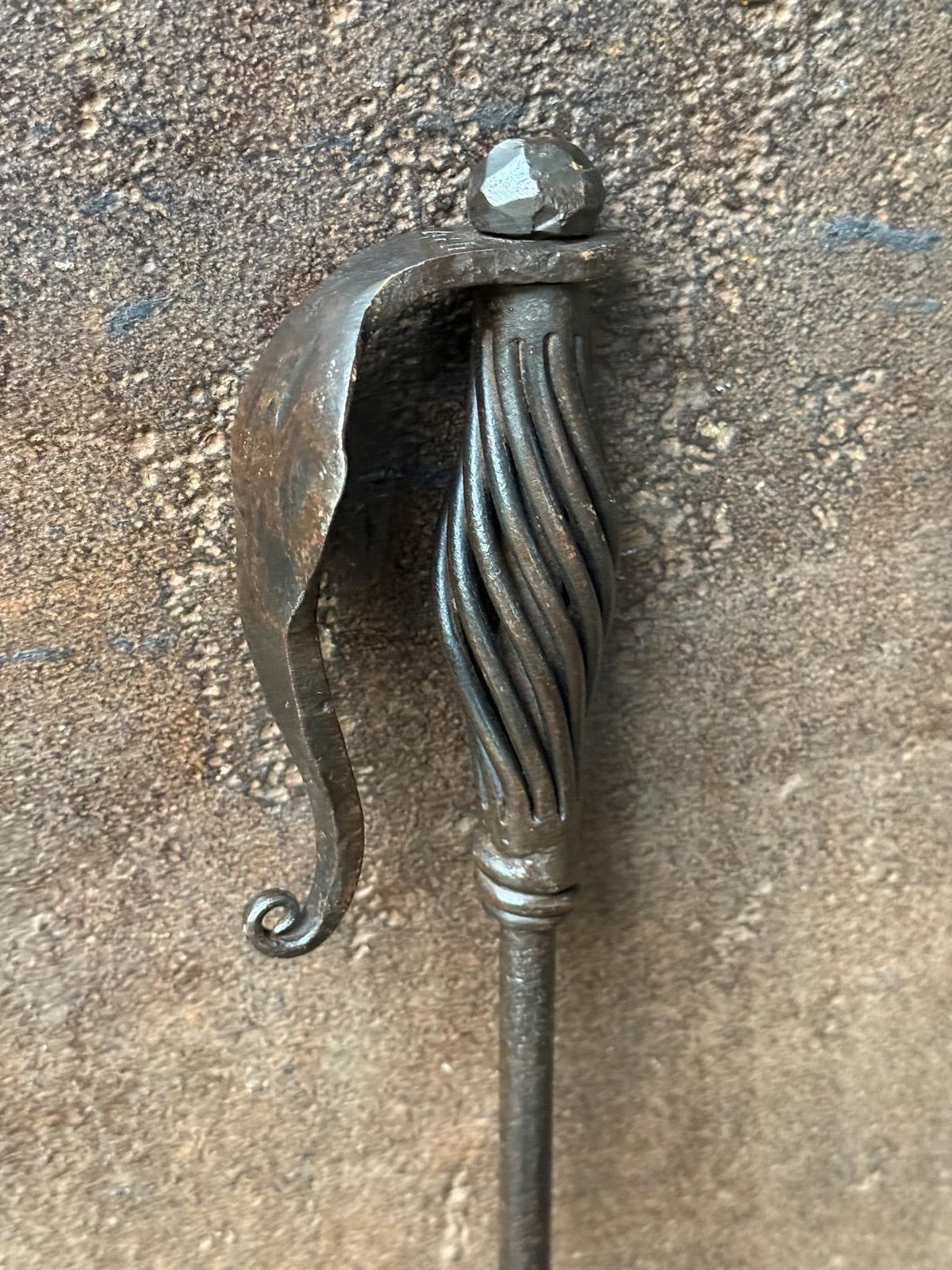 Exceptional Hand Forged Dutch Fire Poker photo for sale