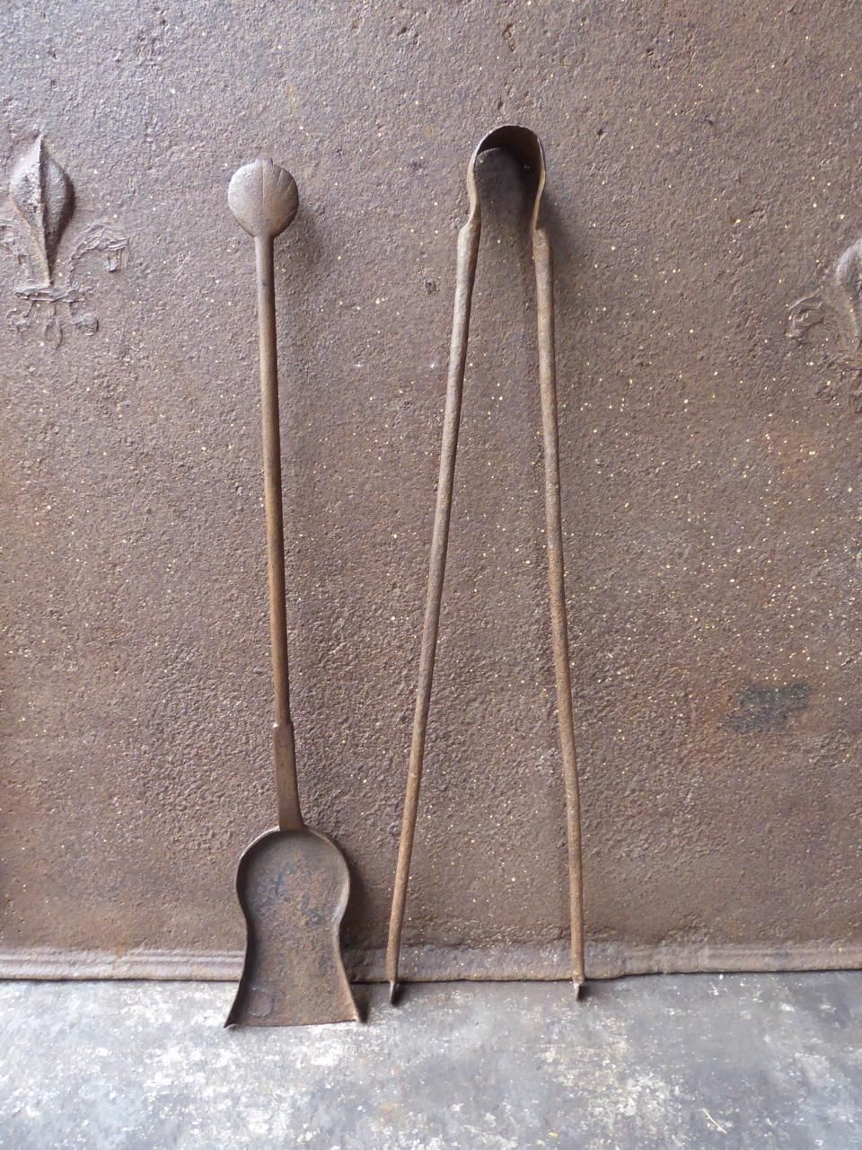Antique French Wrought Iron Fireplace Tools Or Fire Tools, 18th Century photo furniture