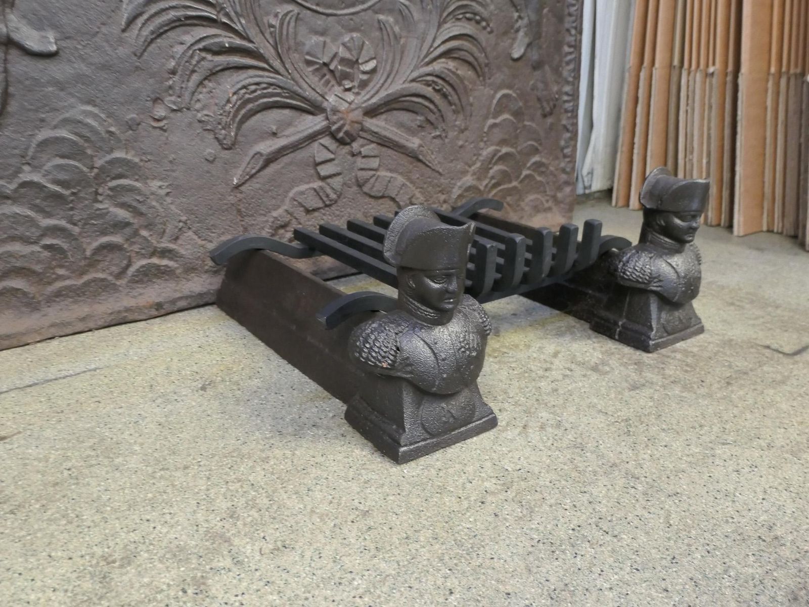 380.0 Antique French Napoleon III Fire Grate, Fireplace Grate, 19th Century photo