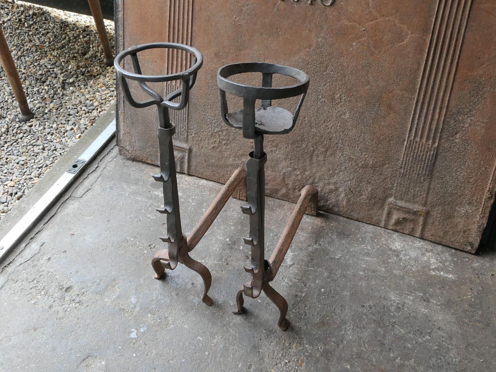 18th Century French Louis XV Fire Andirons photo vintage