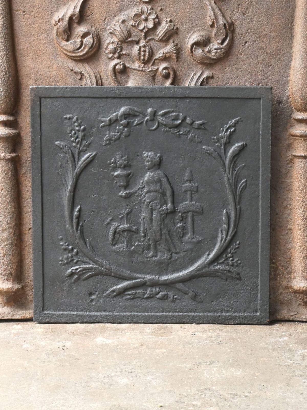 Early 19th Century French 'Gardening' Fireback / Backsplash photo furniture