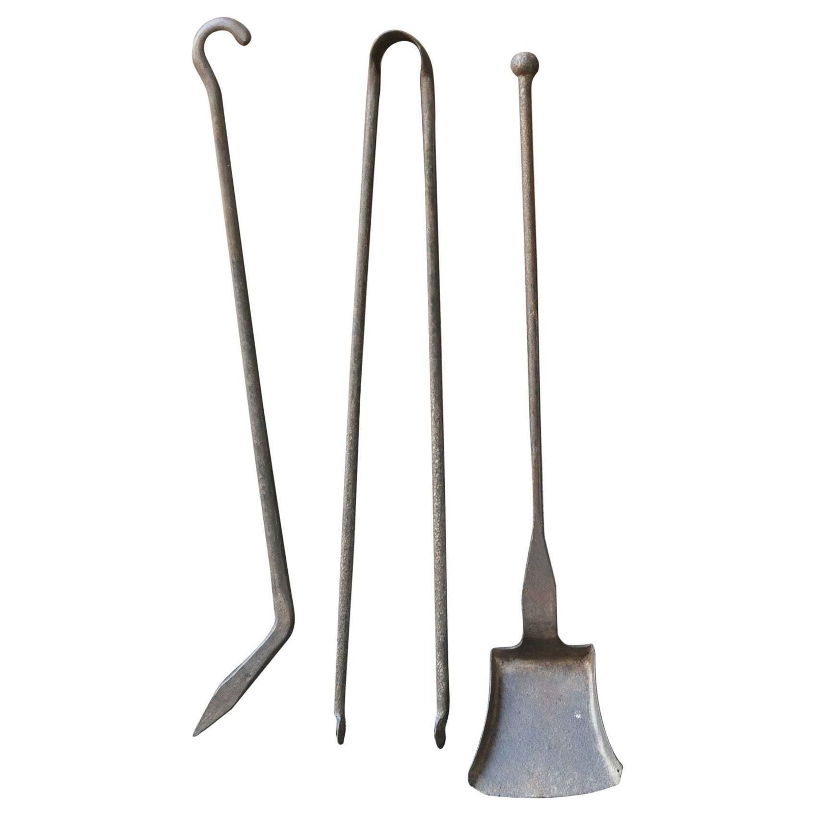 Rustic French Neoclassical Fireplace Tools, 18th 19th Century