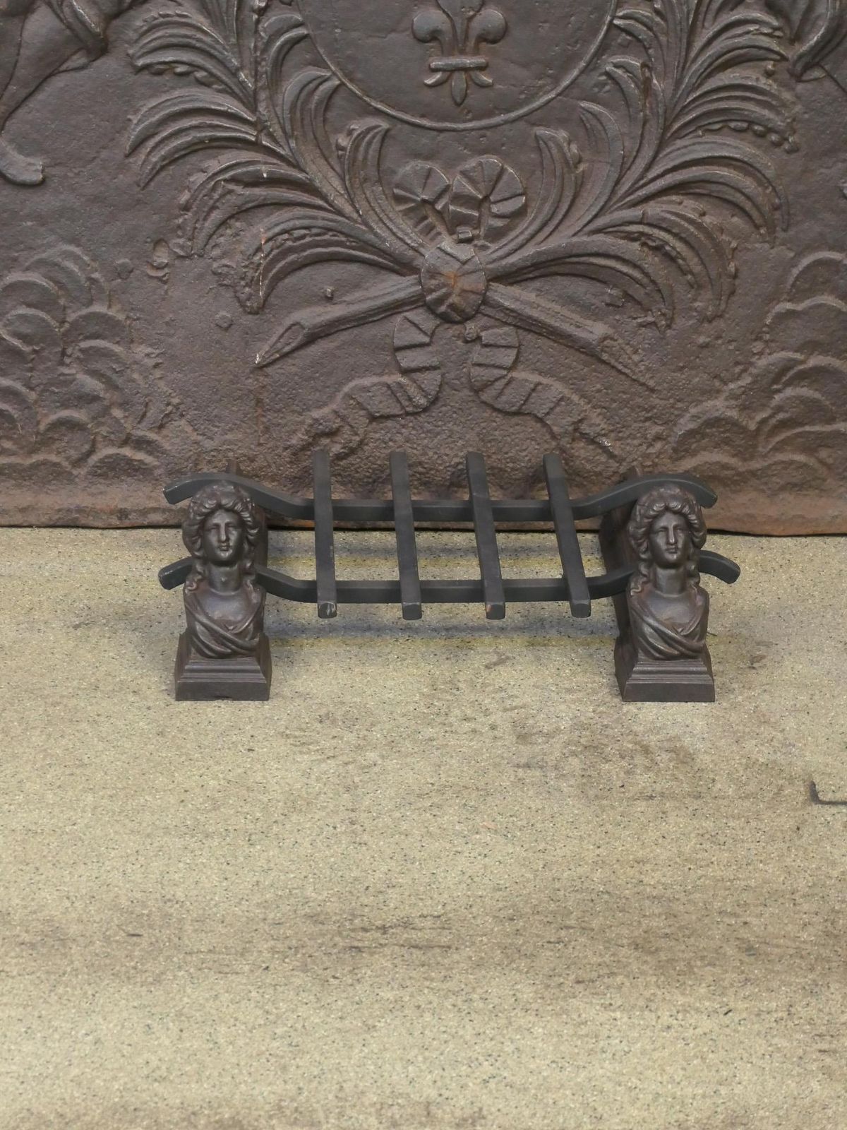 Antique French Napoleon III Fire Grate, Fireplace Grate, 19th Century photo for sale