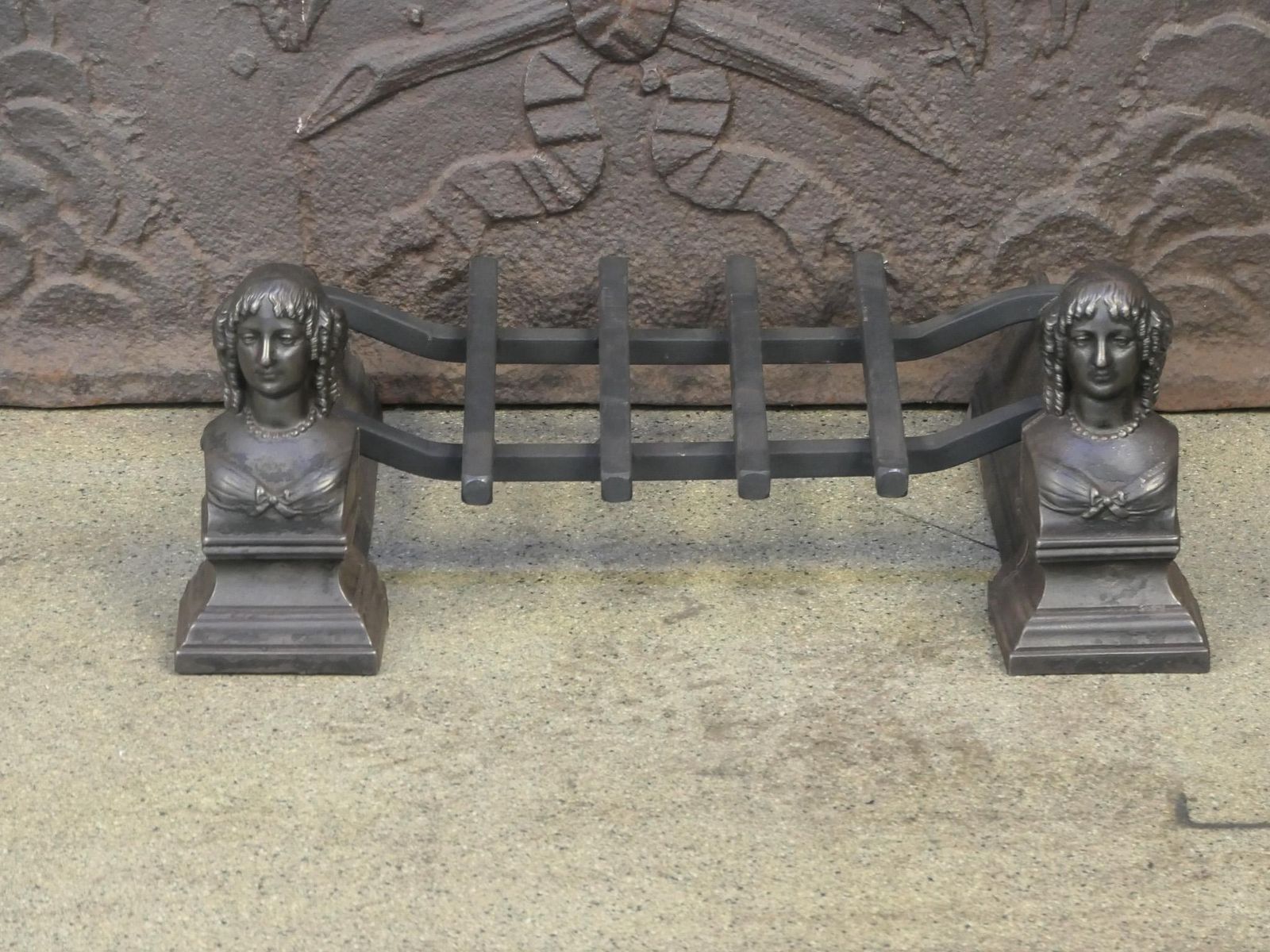 Antique French Napoleon III Fire Grate, Fireplace Grate, 19th Century photo for sale