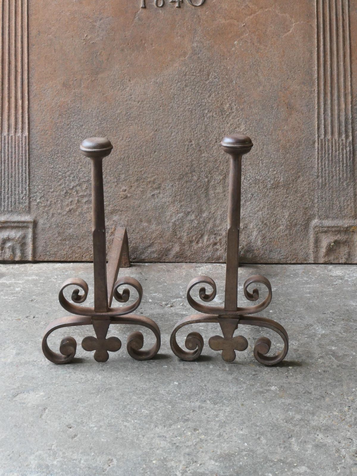 Antique French Louis XV Fire Andirons, 18th Century photo for sale