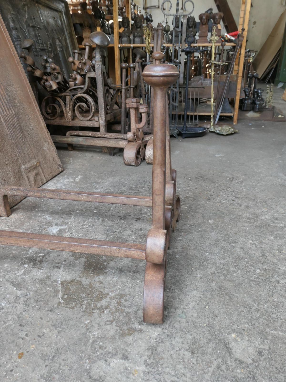 photo buy Antique French Louis XV Fire Andirons, 18th Century