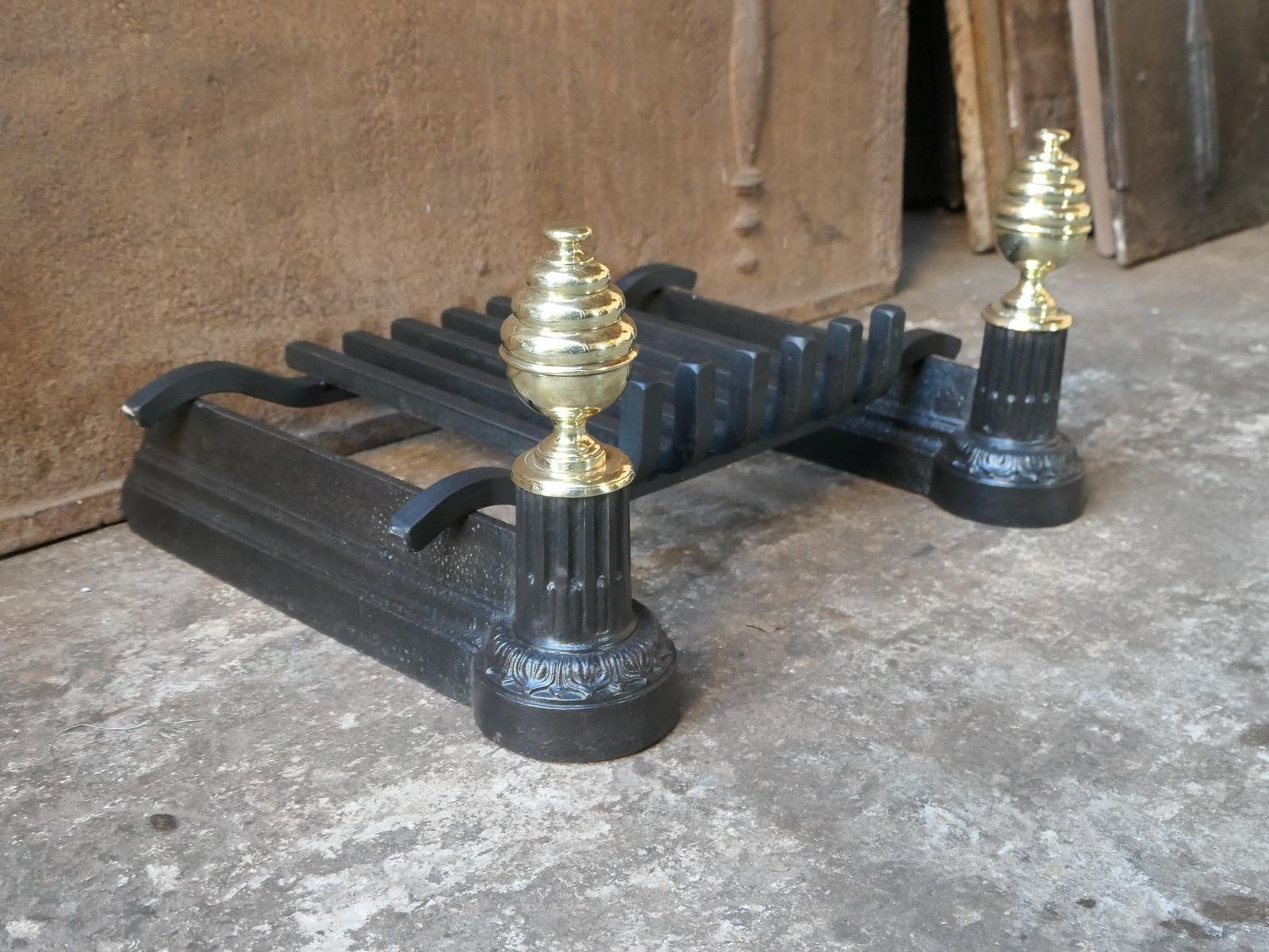 Home Fixtures Antique French Napoleon III Fire Grate, Fireplace Grate, 19th Century photo
