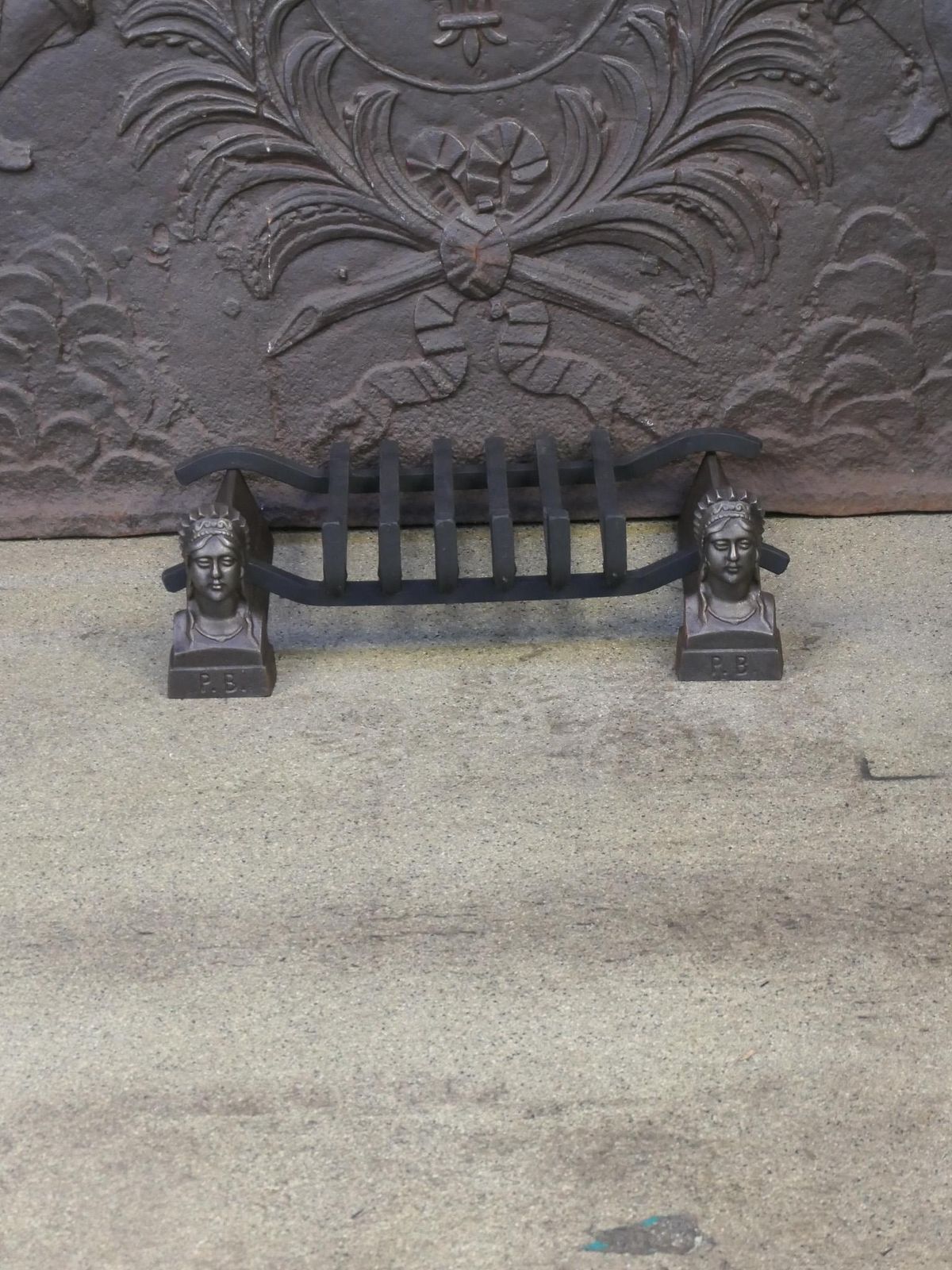 Antique French Napoleon III Fire Grate, Fireplace Grate, 19th Century photo for sale