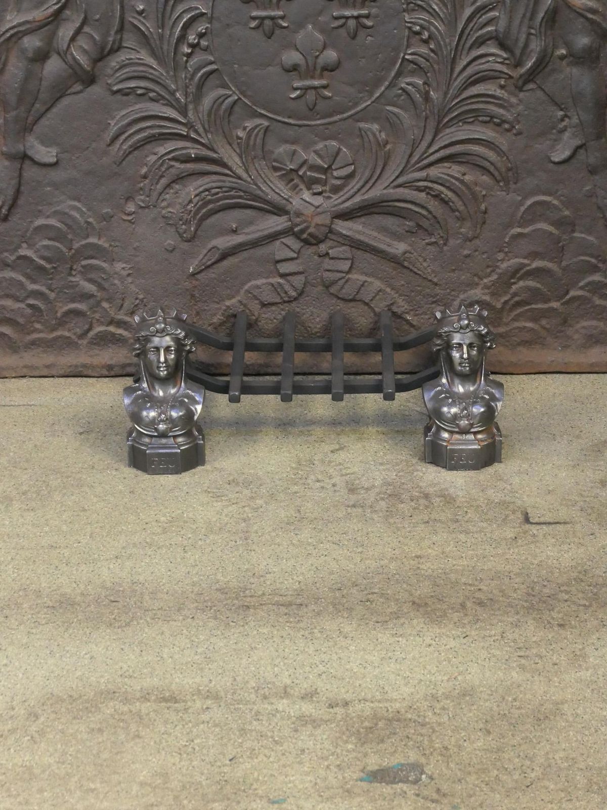 Antique French Napoleon III Fire Grate, Fireplace Grate, 19th Century photo furniture