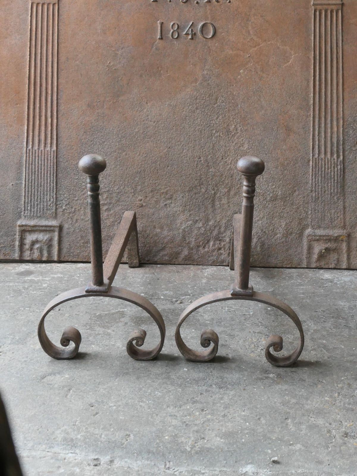 Antique French Louis XV Fire Andirons, 18th Century photo Home Fixtures