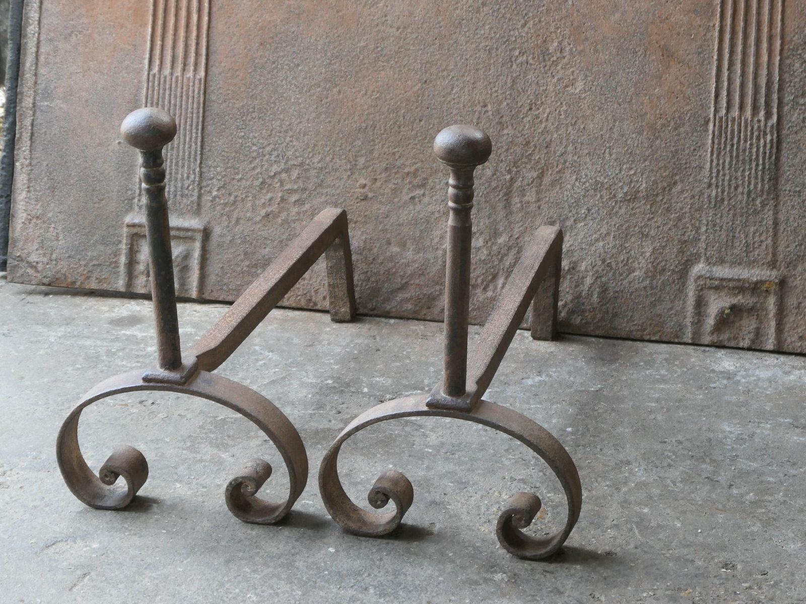 Antique French Louis XV Fire Andirons, 18th Century photo vinterior