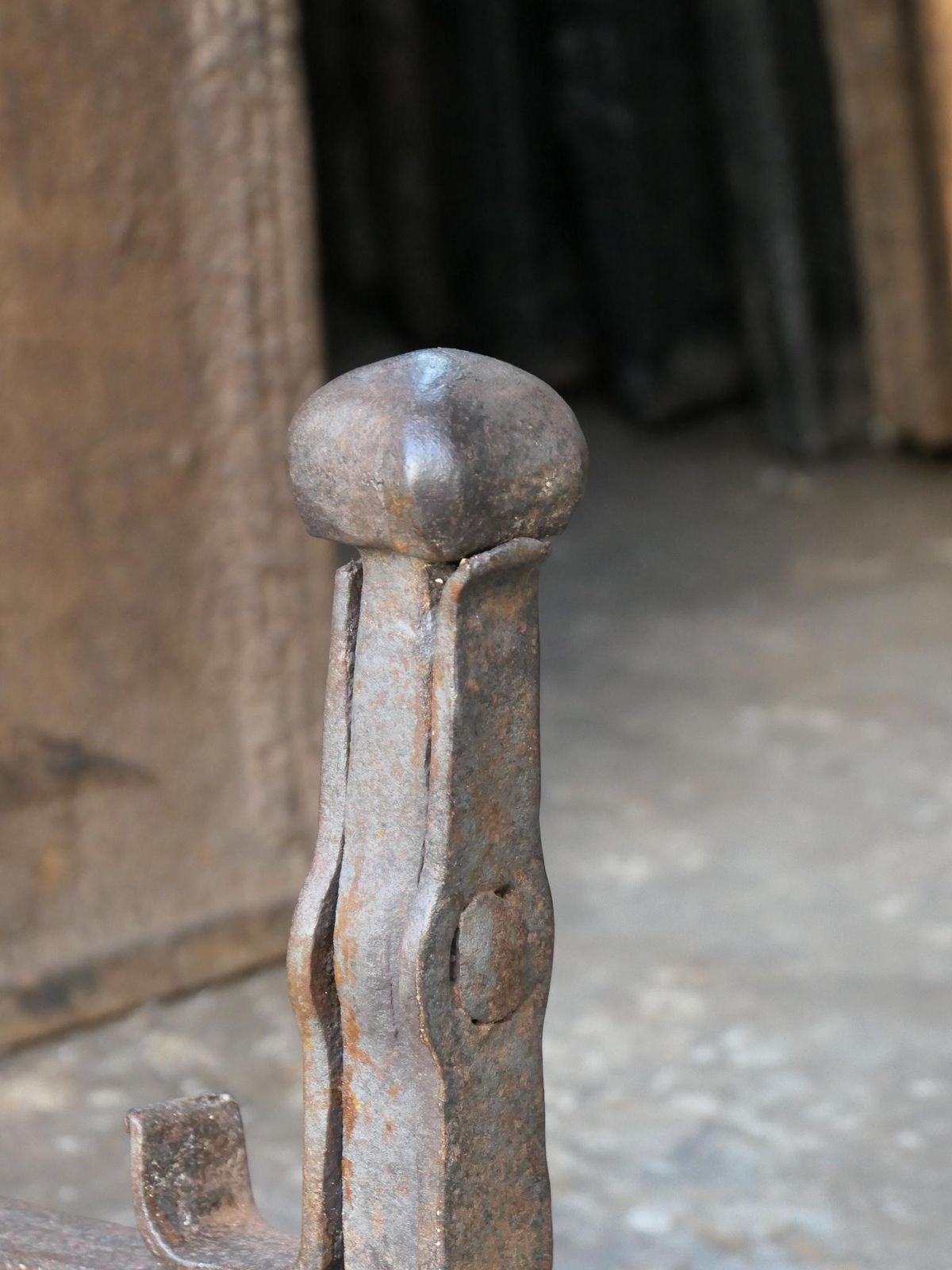 photo for sale 18th C. French Louis XV Wrought Iron Andirons