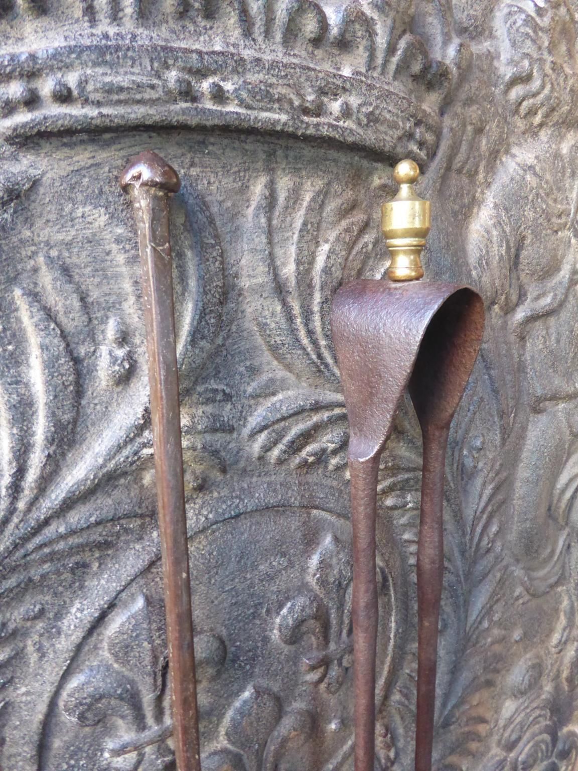 Large French Wrought Iron Fireplace Tools Or Fire Tools, 18th Century photo Home Fixtures