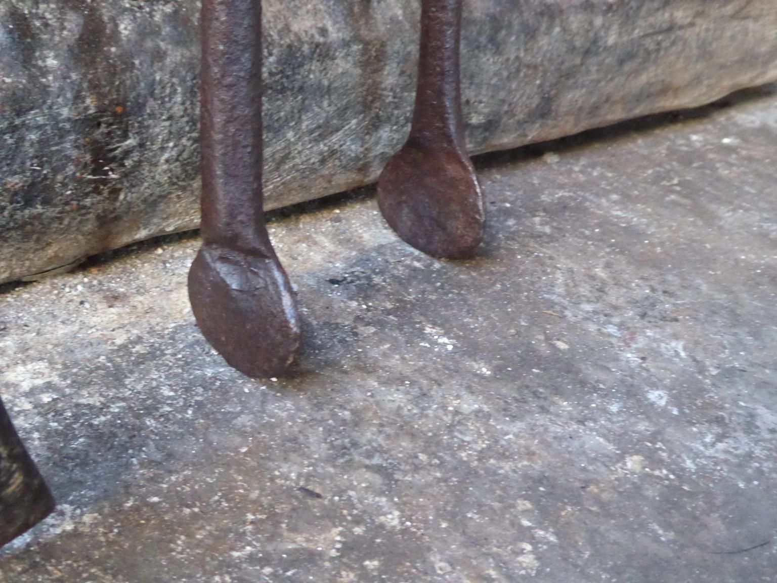 photo for sale Large French Wrought Iron Fireplace Tools Or Fire Tools, 18th Century