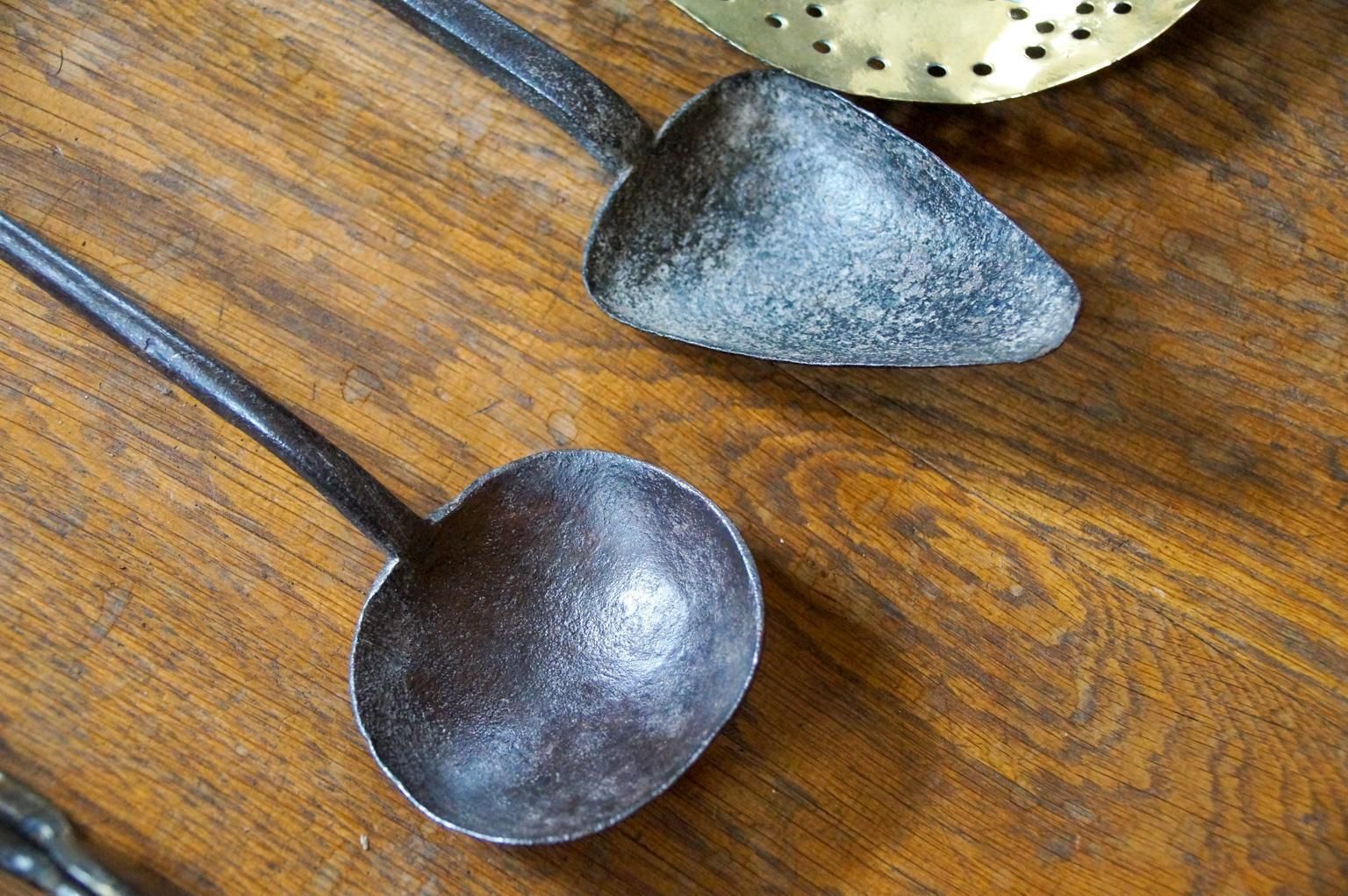 Antique Dutch Fireplace Tool Set, Fire Tools, 18th 19th Century photo vintage