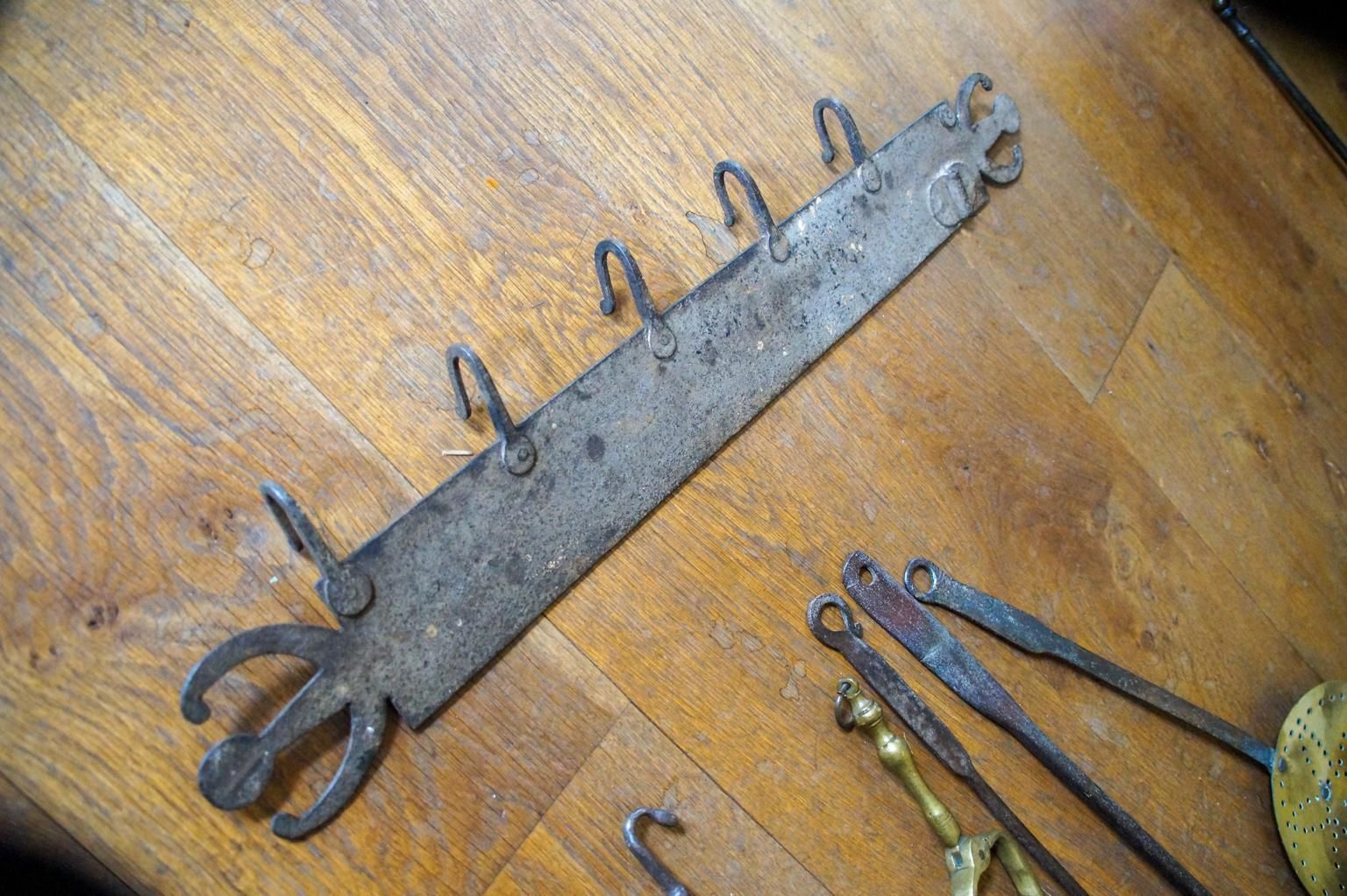 Home Fixtures Antique Dutch Fireplace Tool Set, Fire Tools, 18th 19th Century photo