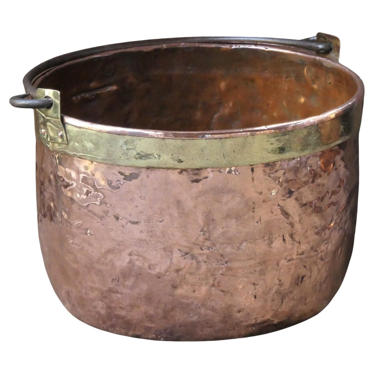 18th Century Antique Dutch Polished Copper Firewood Basket