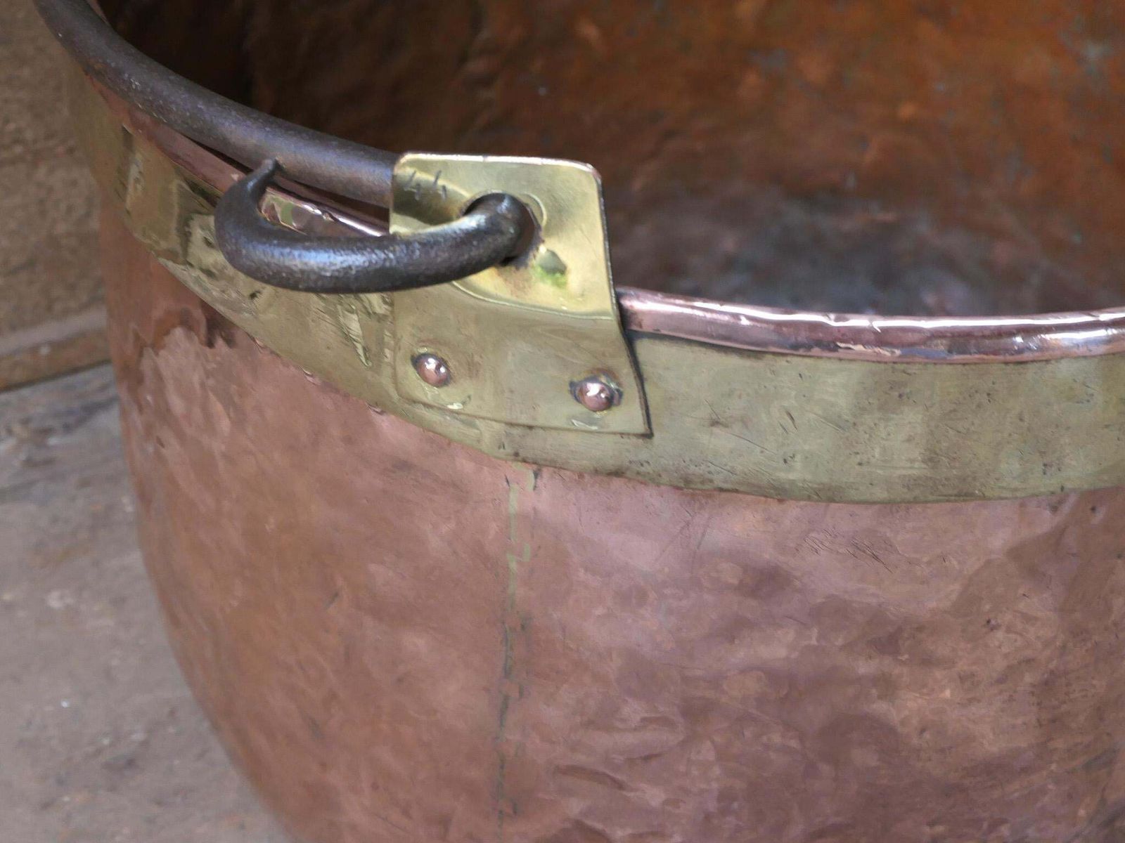 photo furniture 18th Century Antique Dutch Polished Copper Firewood Basket