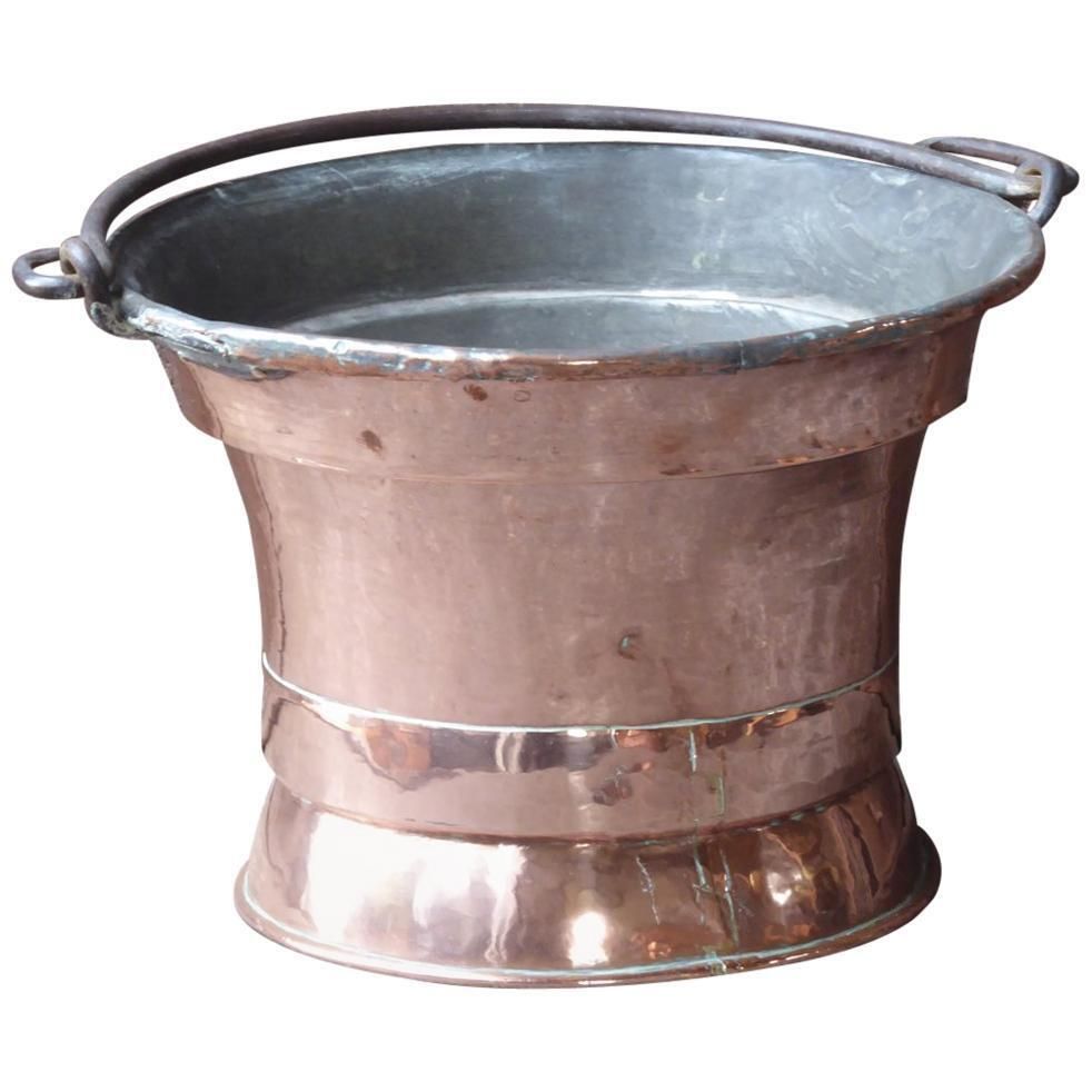 18th Century French Polished Copper Log Holder Or Log Basket