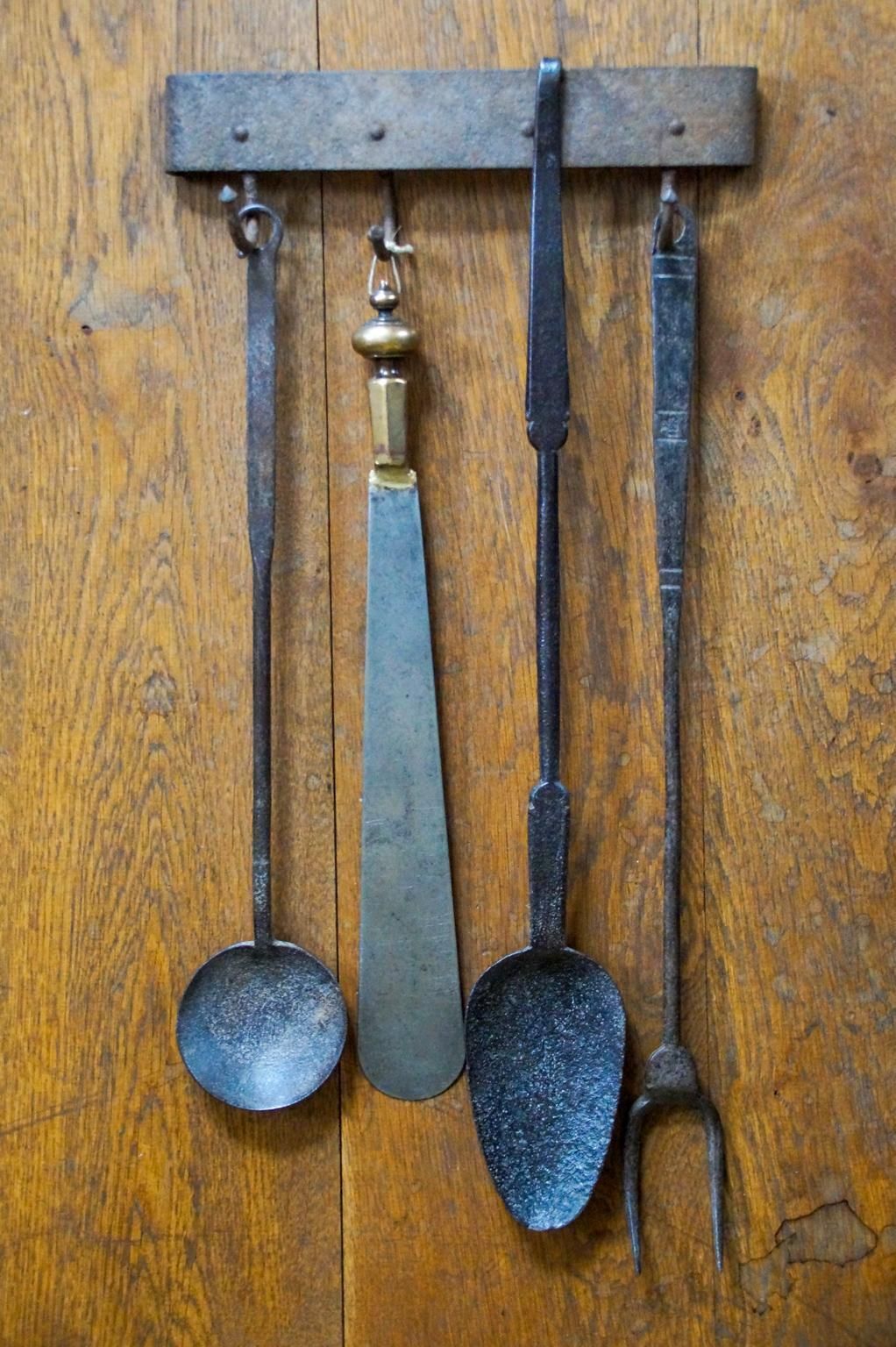 Antique Dutch Fireplace Tool Set, Fire Tools, 17th 18th Century photo for sale