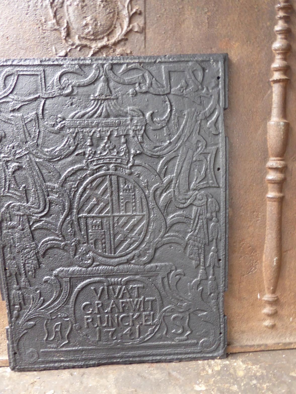 18th Century German Louis XV 'Coat Of Arms' Fireback / Backsplash photo vintage