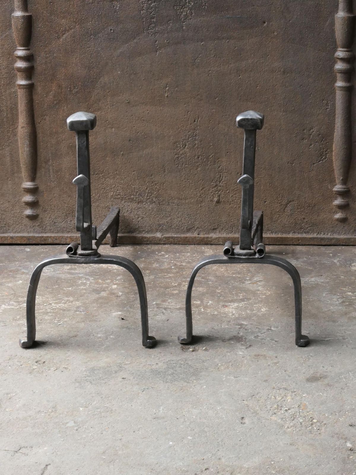Antique French Louis XV Period Fire Andirons, 18th Century photo furniture