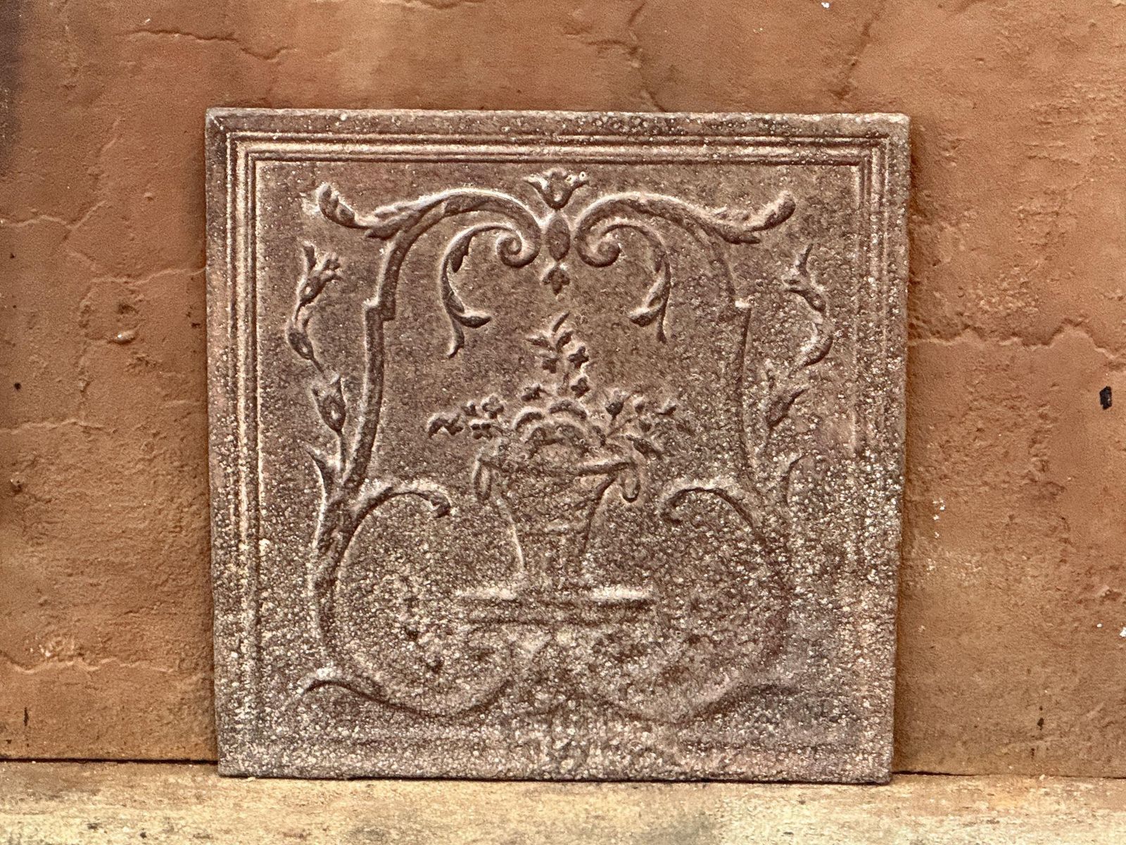Neoclassical 'Flower Basket' Fireback / Backsplash, Early 19th Century photo for sale