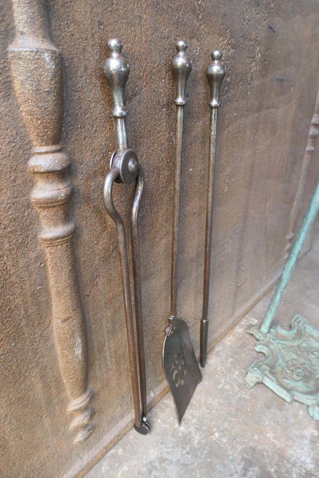 photo buy English Set Of Fireplace Tools, Victorian Companion Set, 19th Century