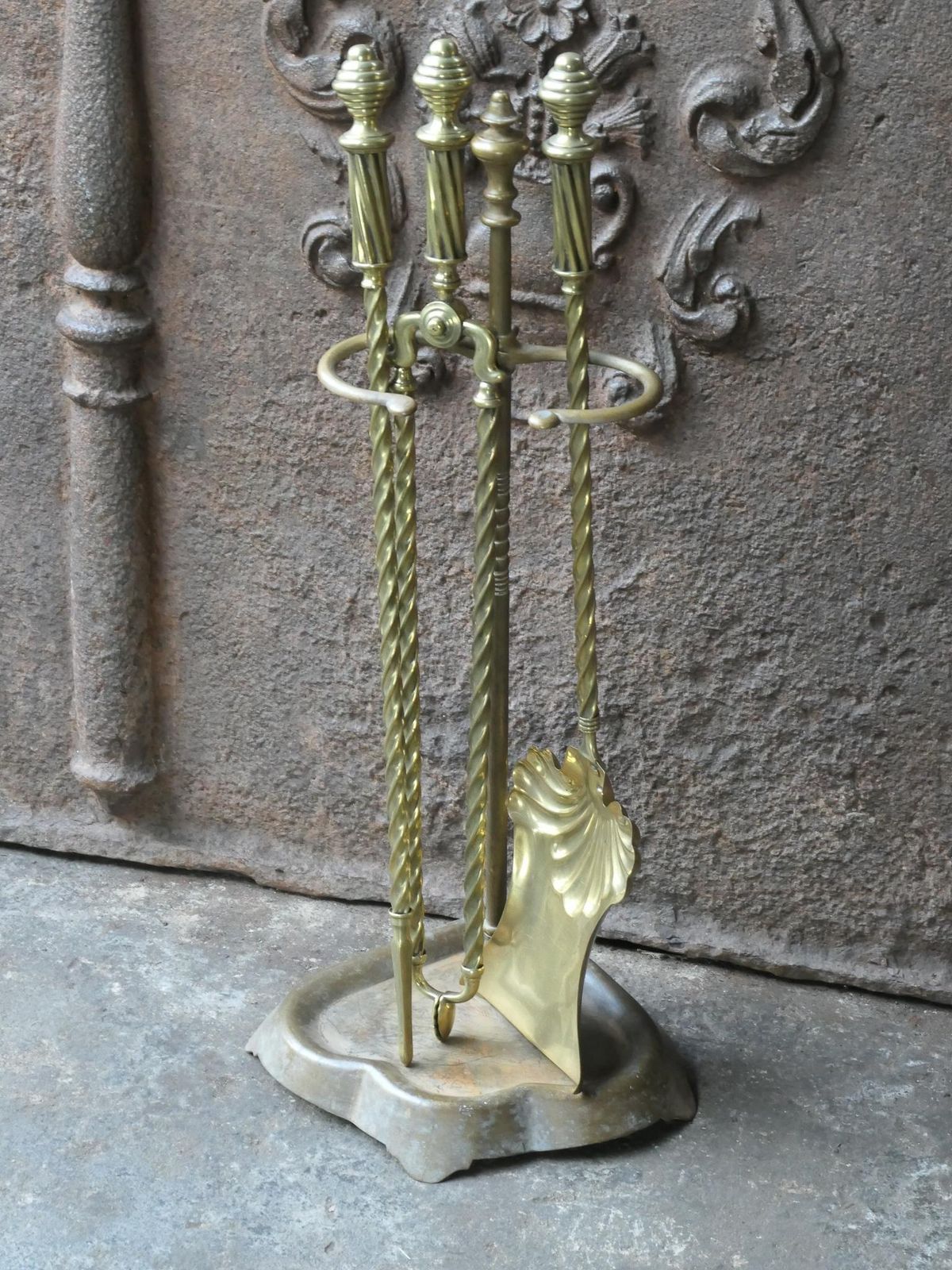 19th C. English Brass Victorian Fireside Companion Set photo Home Fixtures