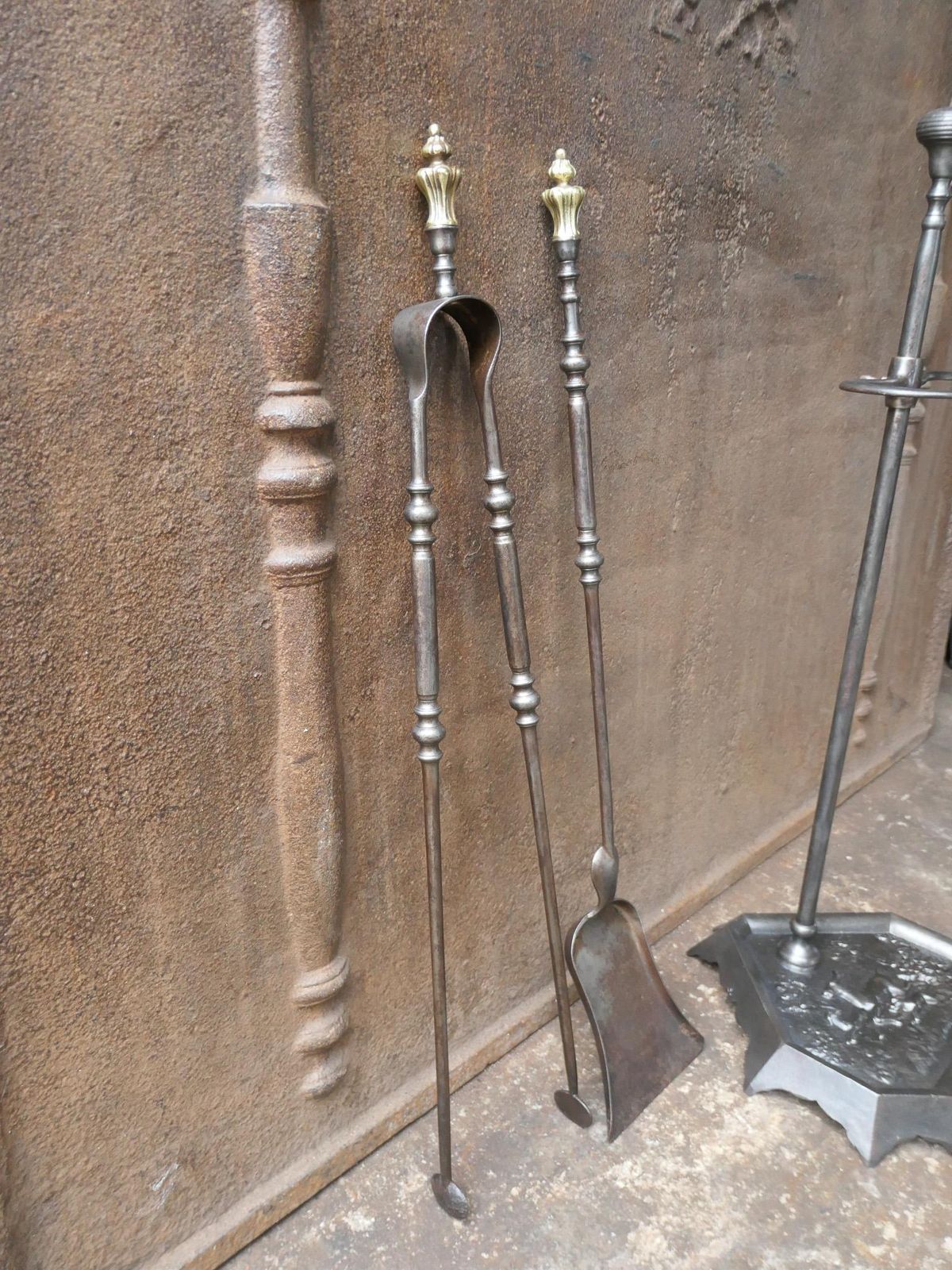 photo vinterior Antique French 'Grandy Fils' Fireplace Tools Or Fire Tools, 19th Century