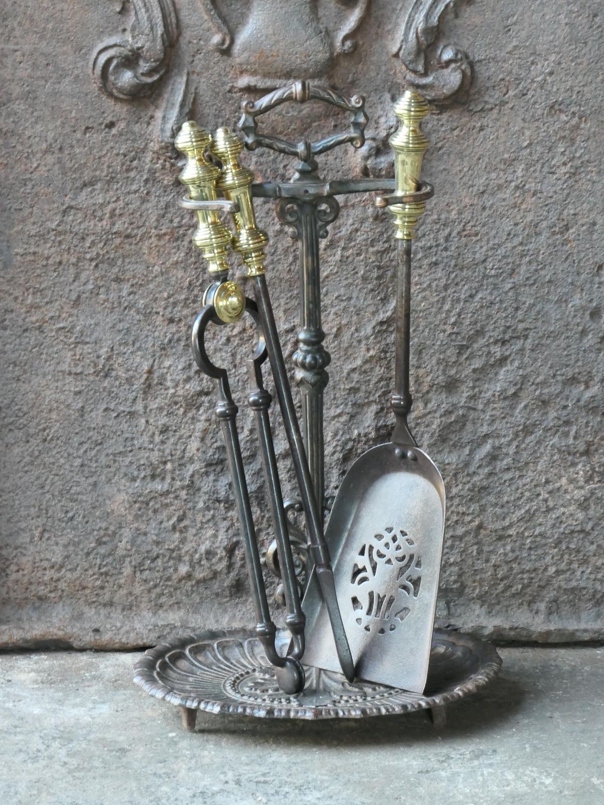 Small 19th C. English Victorian Fireplace Companion Set photo furniture