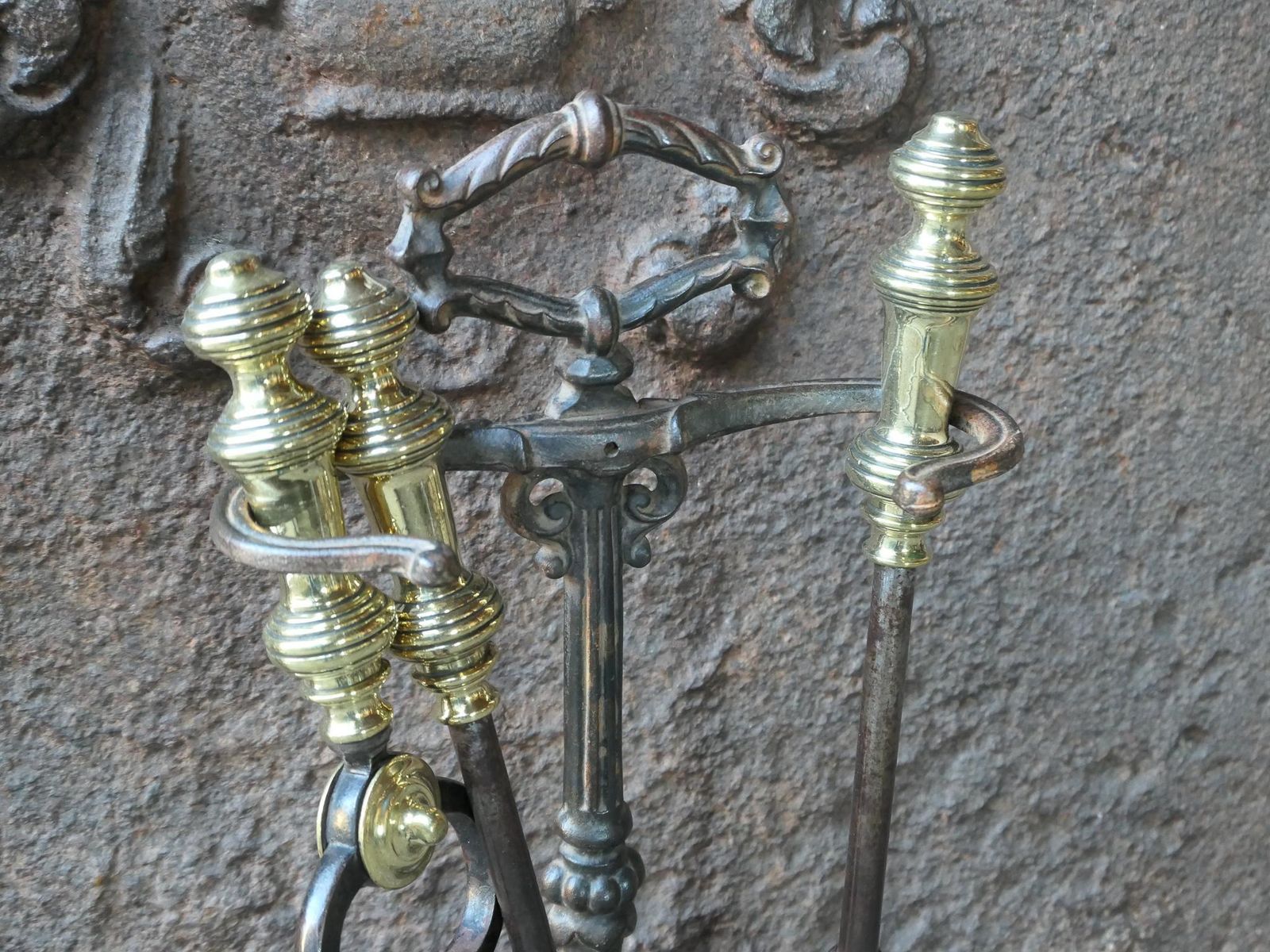 Small 19th C. English Victorian Fireplace Companion Set photo Home Fixtures