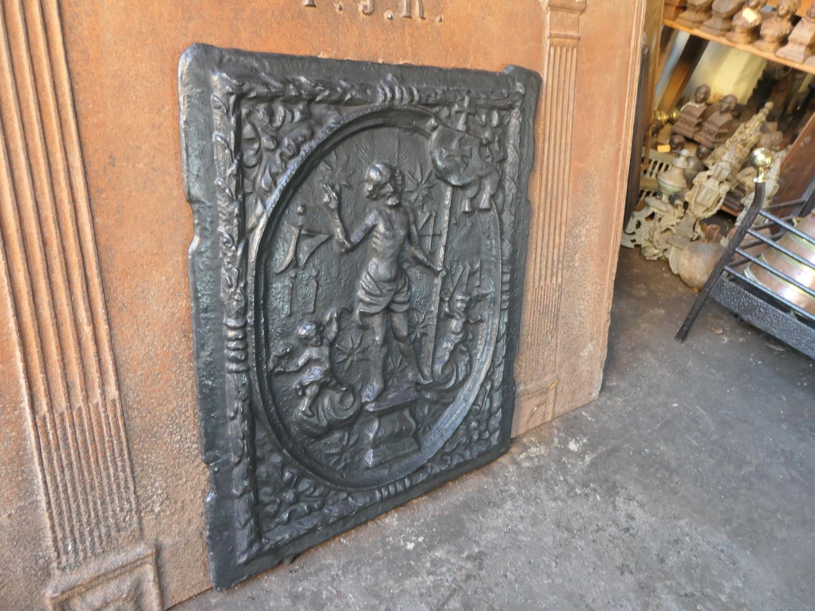 Home Fixtures Antique German 'Jesus' Fireback / Backsplash, 18th Century photo