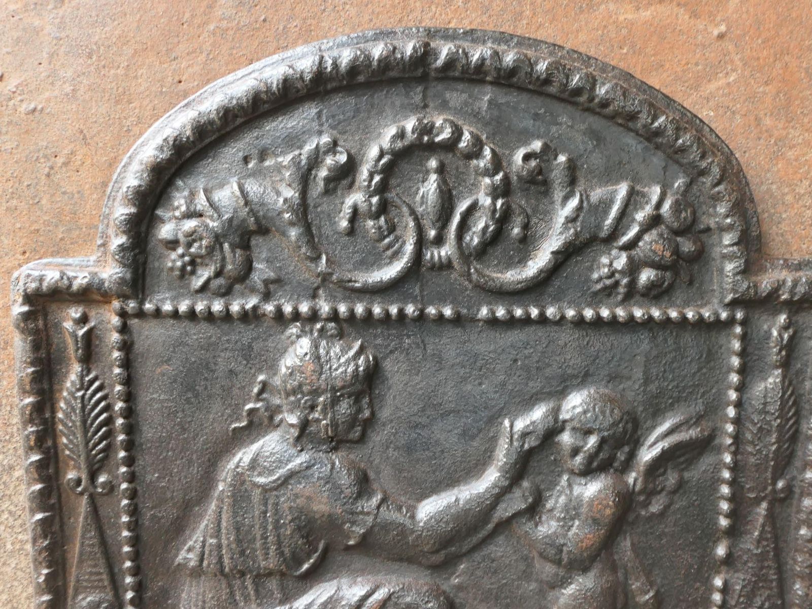 Small French Neoclassical Period 'Woman With Cupid' Fireback / Backsplash photo vinterior