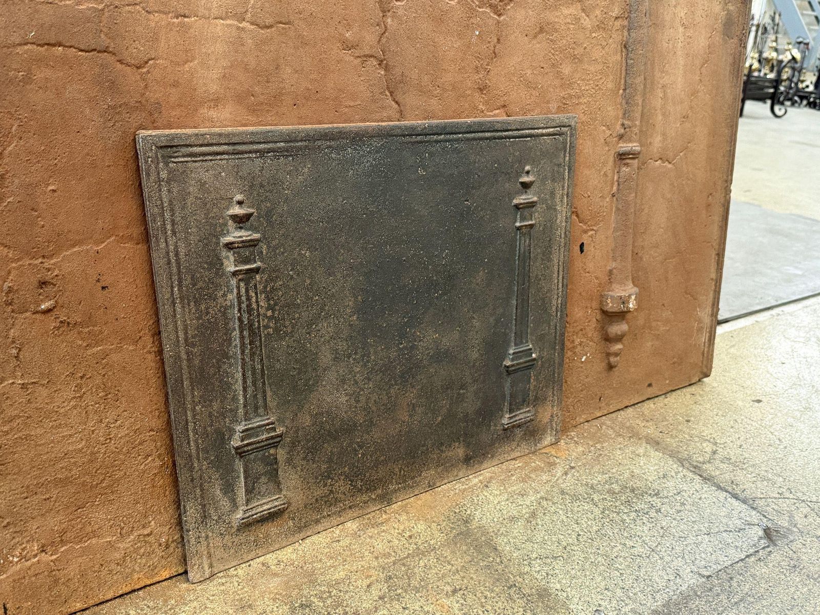 photo furniture French 'Pillars Of Freedom' Fireback / Backsplash, Early 19th Century