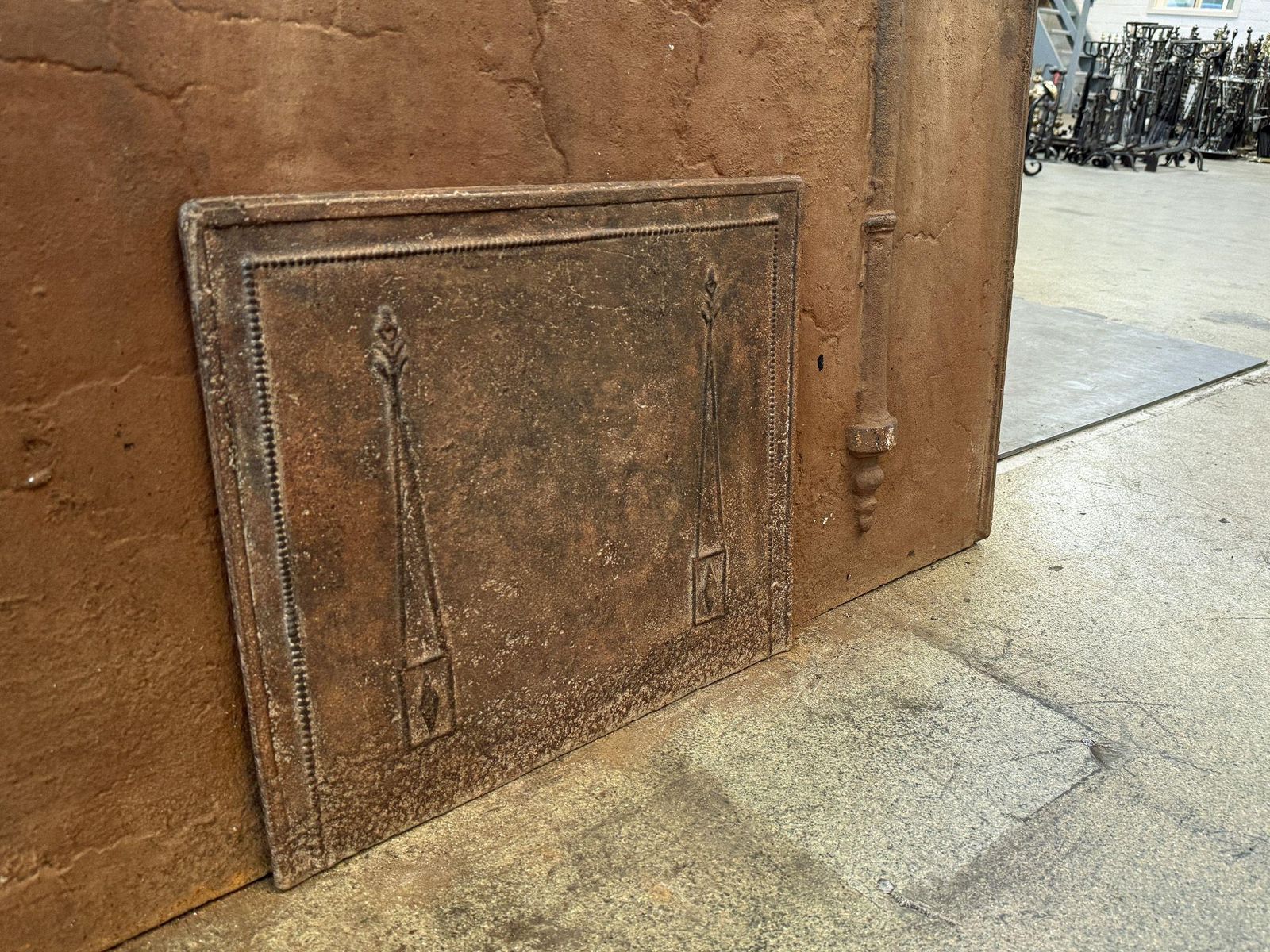 photo furniture French 'Pillars Of Freedom' Fireback / Backsplash, Early 19th Century