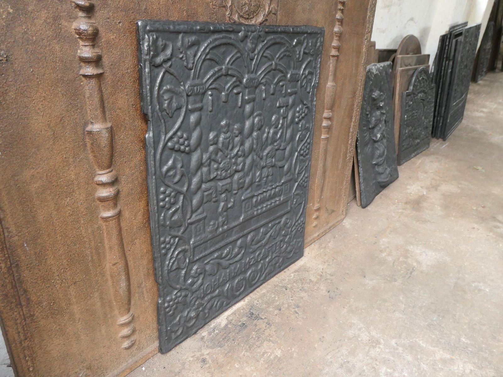 photo furniture 18th Century German Louis XV Period 'Religious Theme' Fireback / Backsplash
