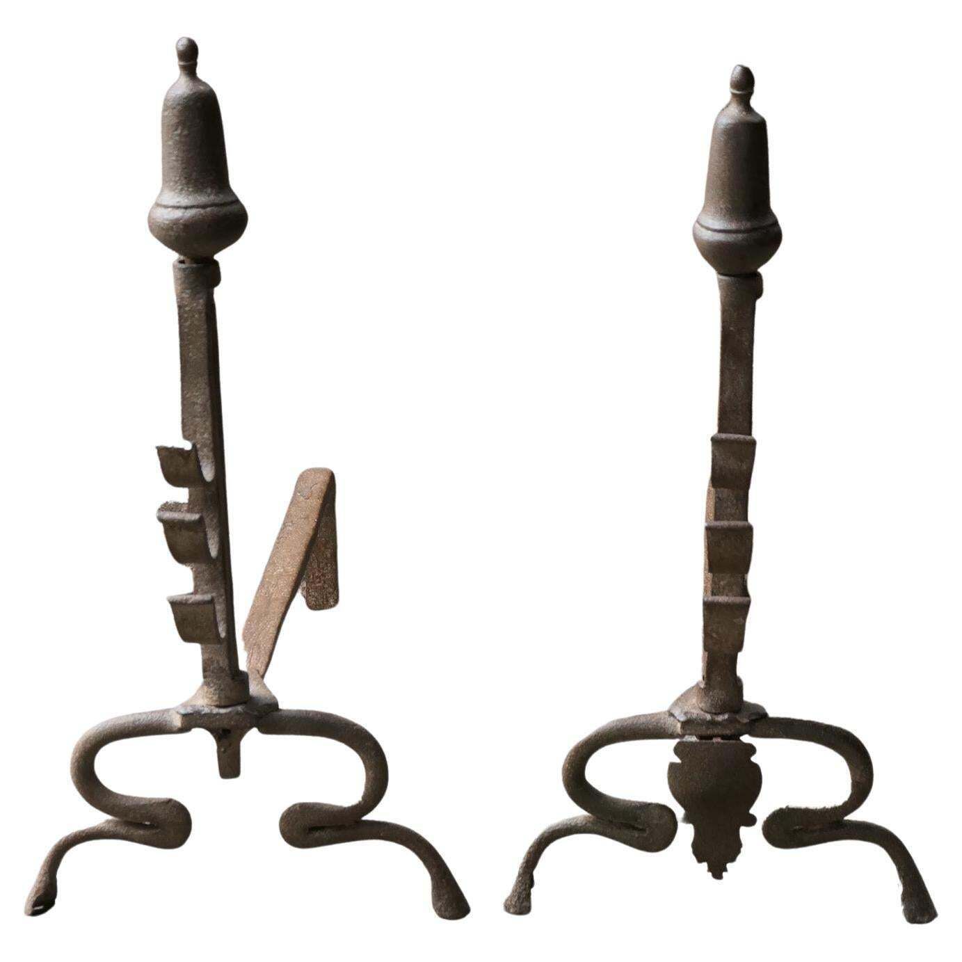 Antique French Louis XV Fire Andirons, 18th Century
