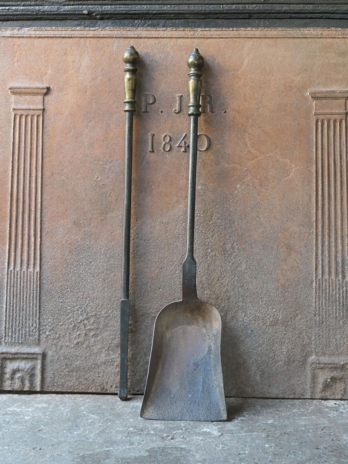 Large French Napoleon III Fireplace Tools, 19th 20th Century photo for sale