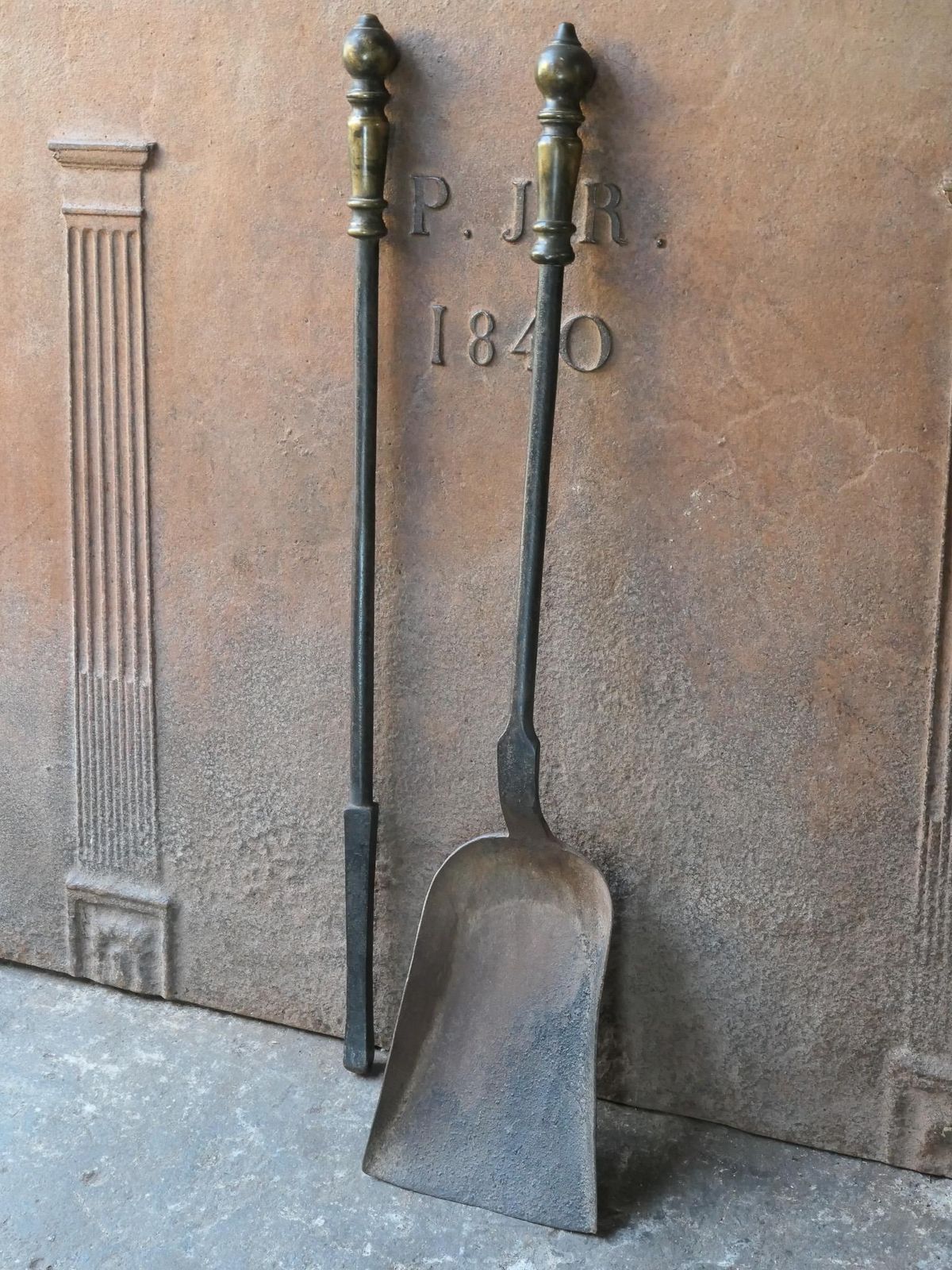 Large French Napoleon III Fireplace Tools, 19th 20th Century photo vinterior